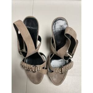 PIERRE HARDY Stacked Wedge Heels Platform Ankle Strap Leather Tan Women's 37